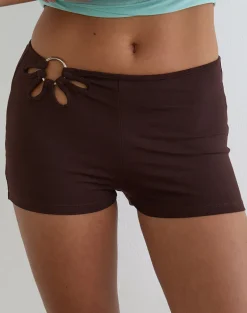 Abril Short with Flower Ring in Bitter Chocolate