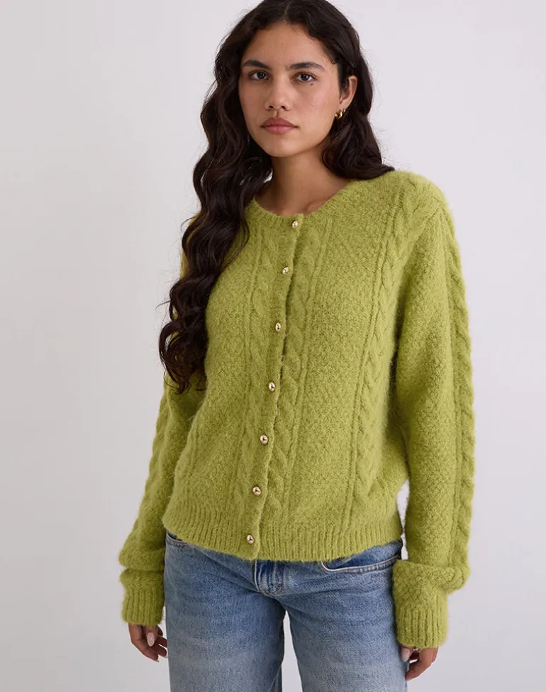 Aceso Cardigan in Bright Chartreuse