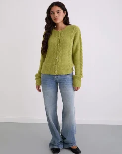 Aceso Cardigan in Bright Chartreuse