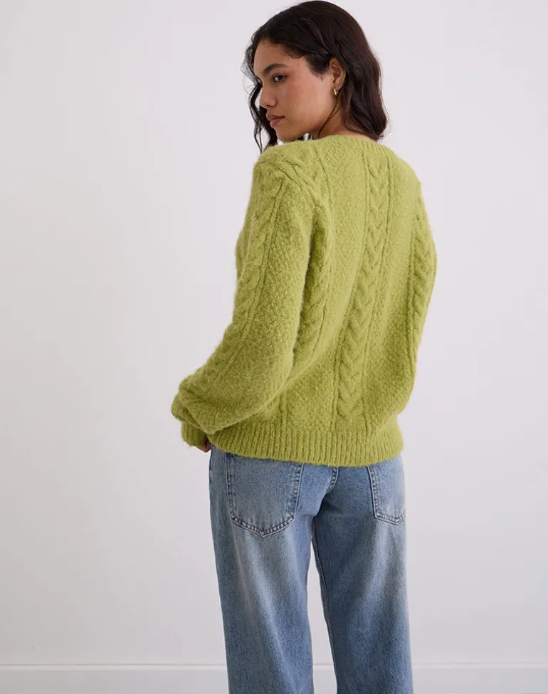 Aceso Cardigan in Bright Chartreuse