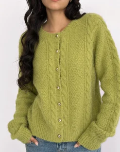 Aceso Cardigan in Bright Chartreuse