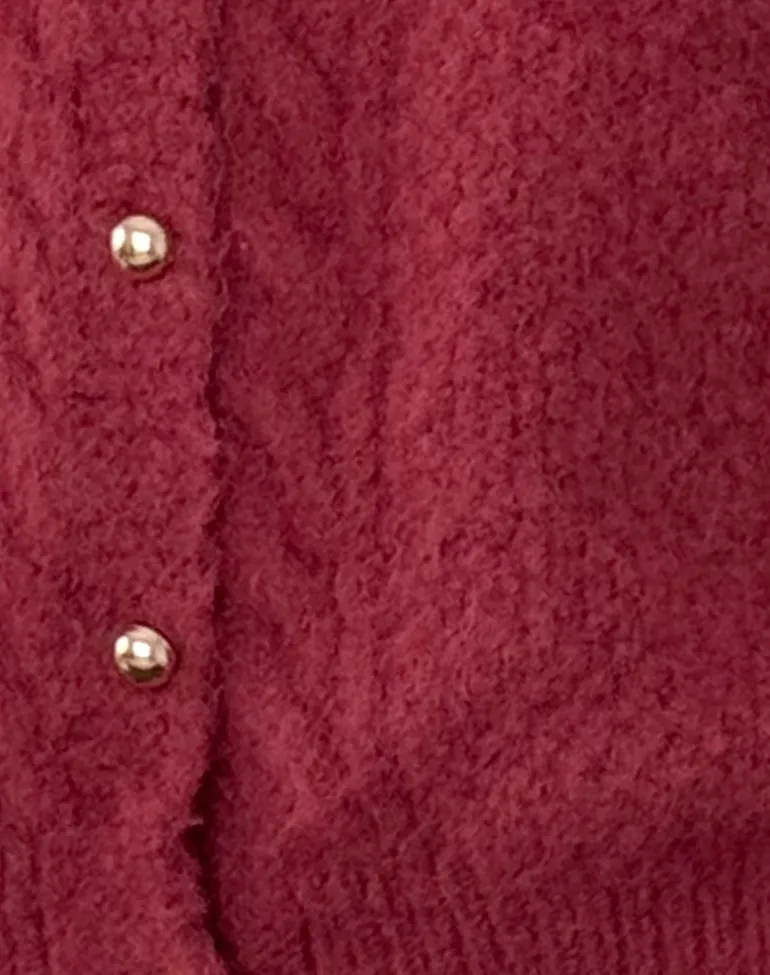 Aceso Cardigan in Brush Knit Burgundy