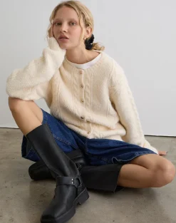 Aceso Cardigan in Brush Knit Ivory