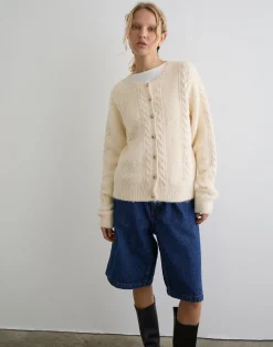 Aceso Cardigan in Brush Knit Ivory