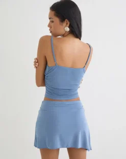 Achara Top in Cupro Dusty Blue