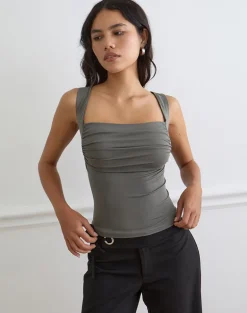 Adila Cami Top in Ribbed Lyocell Warm Grey