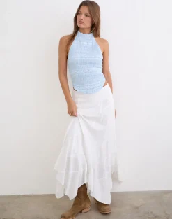 Adisti Top in Sequin Mesh Baby Blue