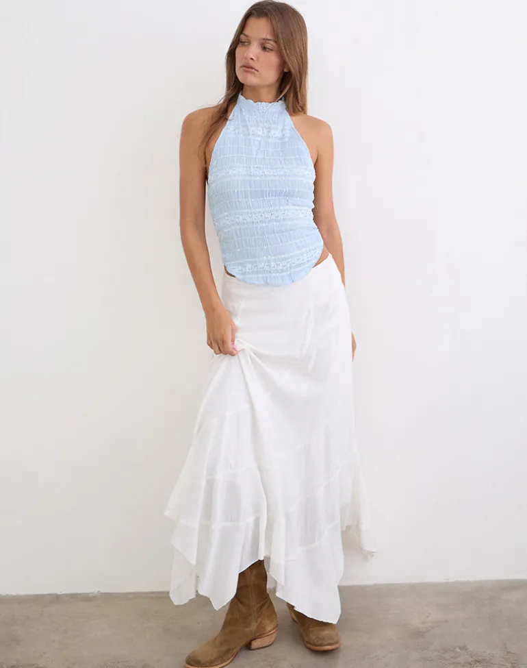 Adisti Top in Sequin Mesh Baby Blue