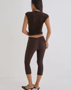 Aelva Lace Up Capri in Tailoring Dark Brown