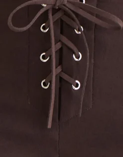 Aelva Lace Up Capri in Tailoring Dark Brown