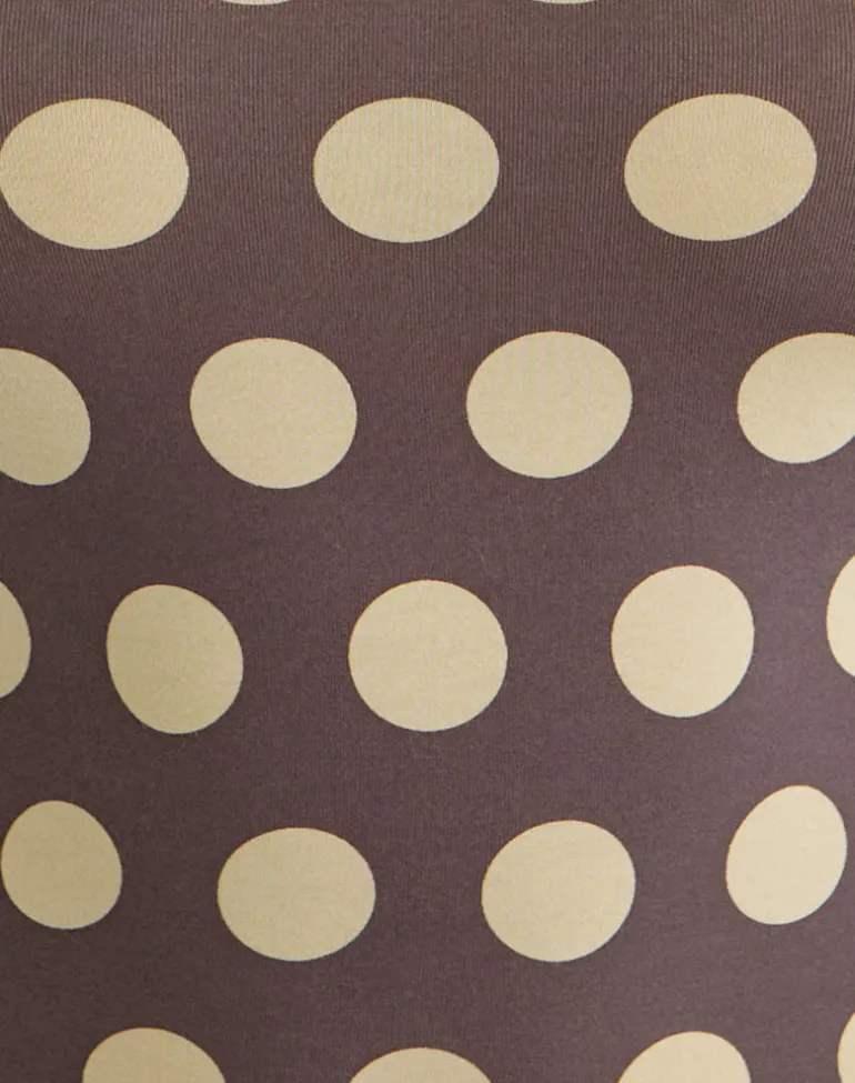 Agneta Tee in Brown with Big Yellow Polka Dots