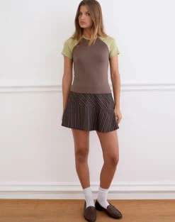 Agneta Tee in Coffee Quartz and Sage Combination