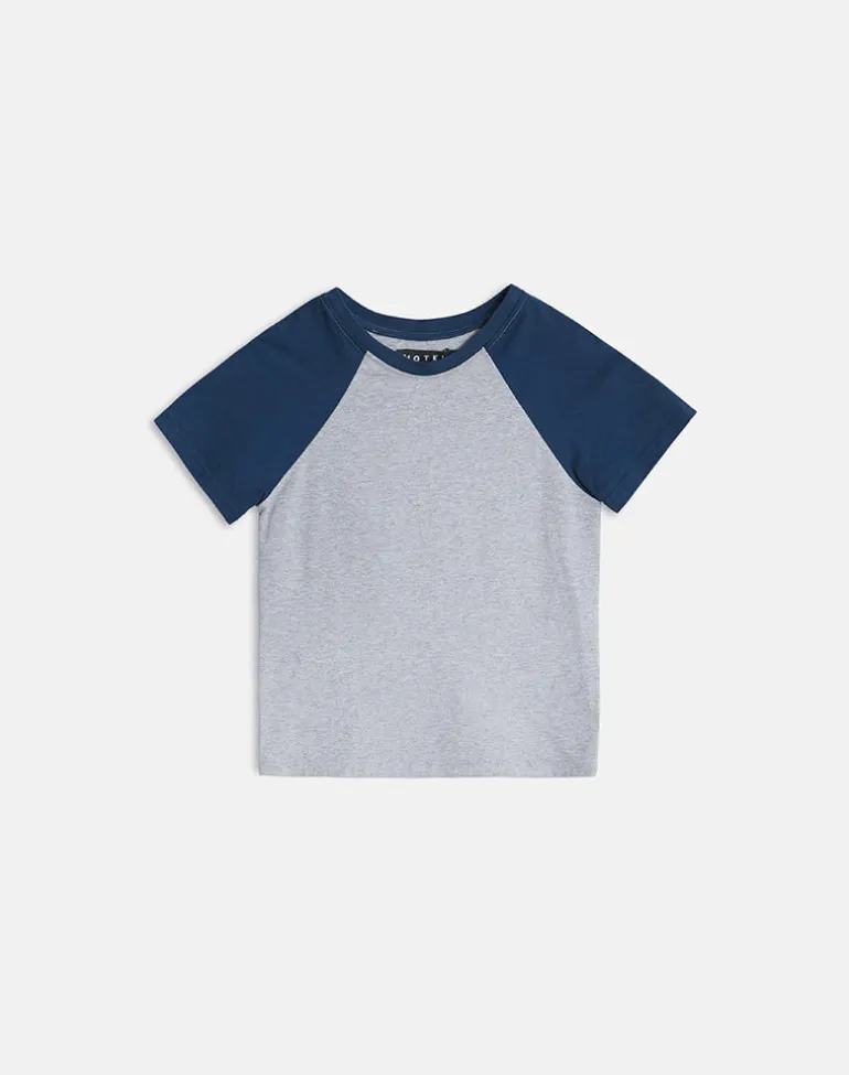Agneta Tee in Grey Marl and Navy Combination