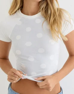 Agneta Tee in Ivory with Tonal Big Polka