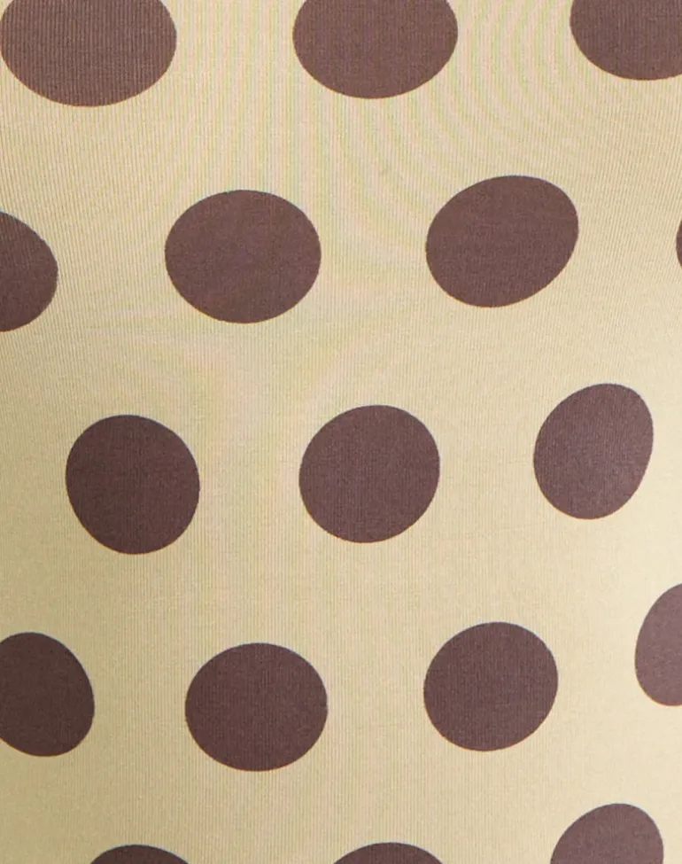 Agneta Tee in Yellow with Big Brown Polka Dots
