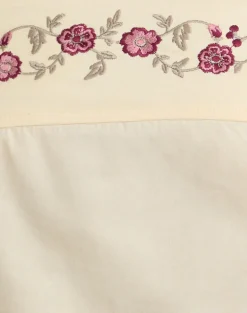 Ahera Top in Poplin Buttermilk with Cherry Blossom Embroidery