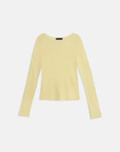 Aika Long Sleeve Top in Sheer Knit Lemon