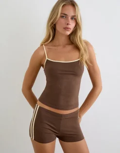 Ainu Short in Cocoa Brown with Buttermilk Binding