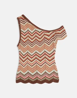 Aisling Off Shoulder Top in Green Multi Stripe