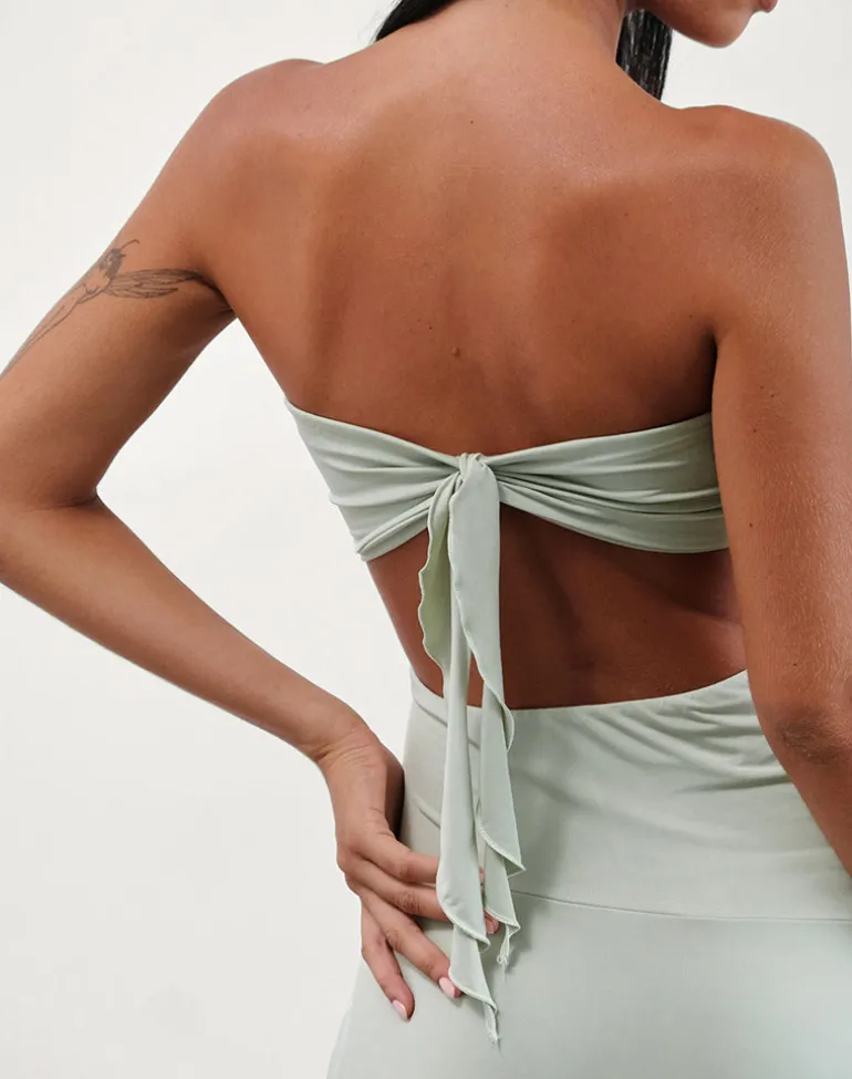 Akira Bandeau Midi Dress in Slinky Sage