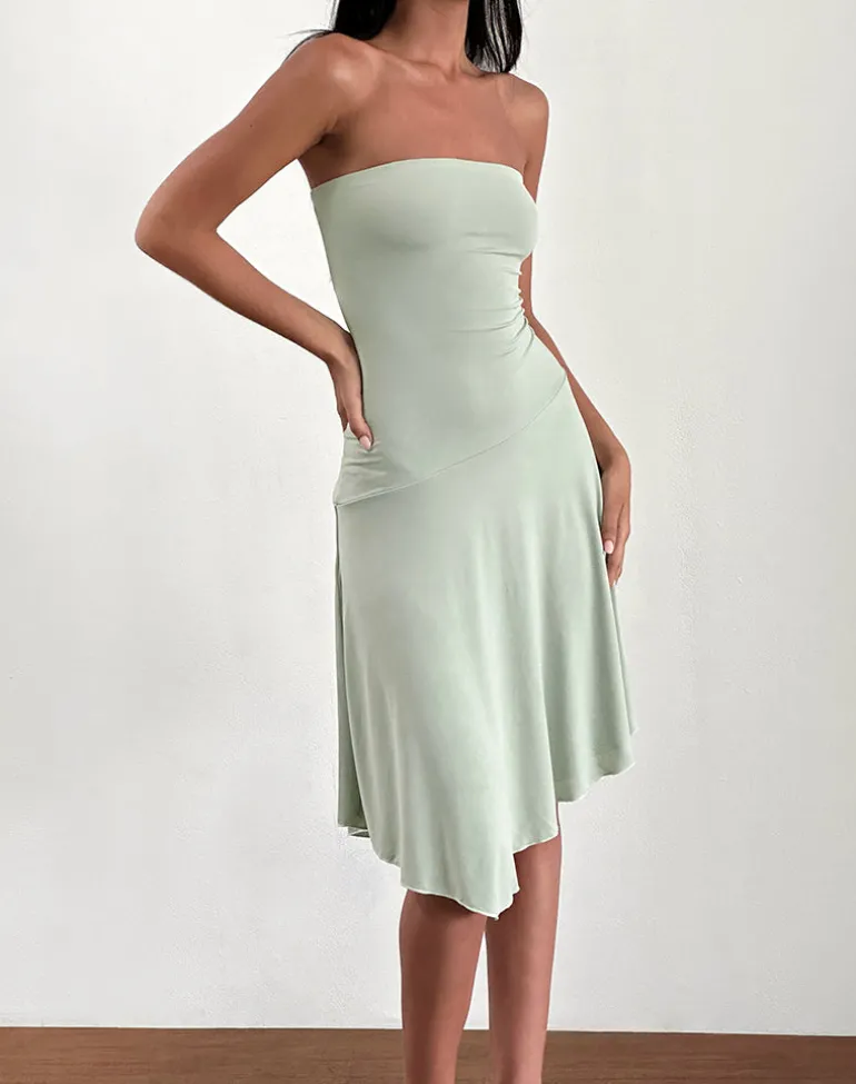 Akira Bandeau Midi Dress in Slinky Sage