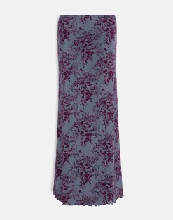Alfreda Maxi Skirt in Fine Leaf Flock Smoke Grey