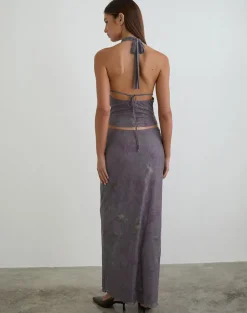 Alfreda Maxi Skirt in Flare Flower Purple