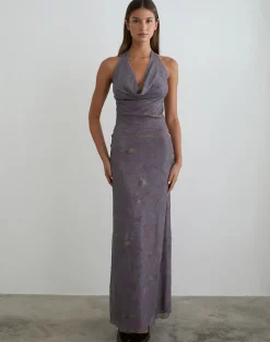 Alfreda Maxi Skirt in Flare Flower Purple