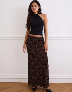 Alfreda Maxi Skirt in Garden Floral Brown