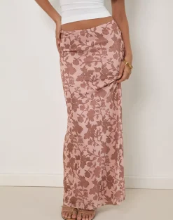 Alfreda Maxi Skirt in Neutral Floral Print
