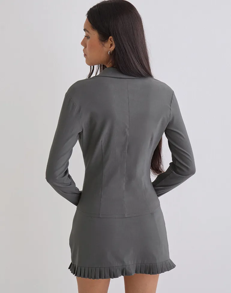 Alika Long Sleeve Top in Tailoring Slate Grey