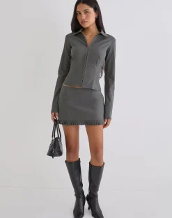 Alika Long Sleeve Top in Tailoring Slate Grey