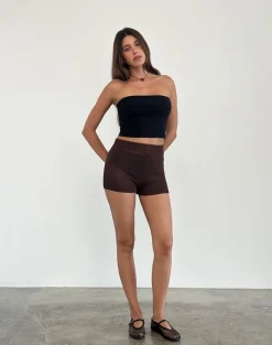 Alina Micro Short in Wide Rib Knit Brown
