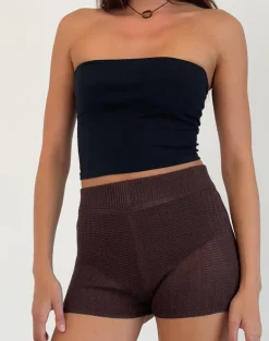 Alina Micro Short in Wide Rib Knit Brown