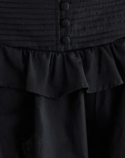 Alna V Waist Skort with Ruffle in Poplin Black