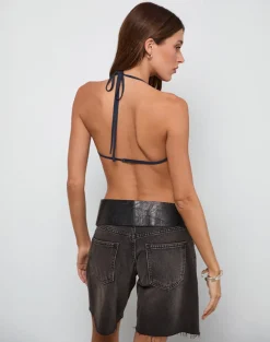 Alohi Tie Bralette in Cupro Ocean Storm