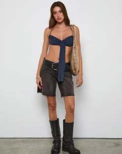 Alohi Tie Bralette in Cupro Ocean Storm
