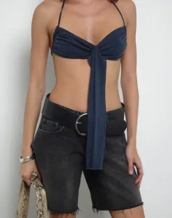 Alohi Tie Bralette in Cupro Ocean Storm