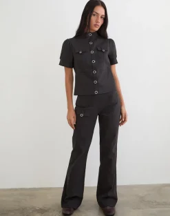 Alora Pocket Trouser in Dark Grey