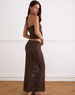 Alphia Maxi Skirt in Dark Brown