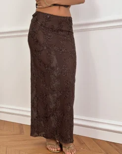Alphia Maxi Skirt in Dark Brown