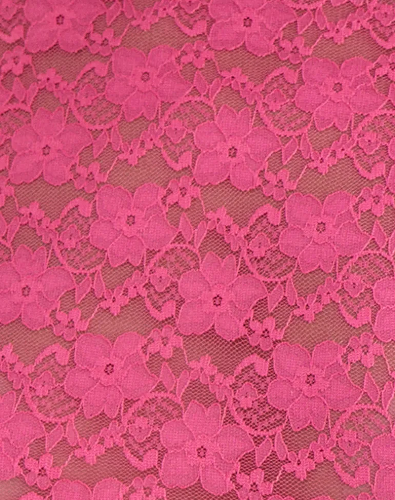 Amabon Long Sleeve Top in Lace Hot Pink