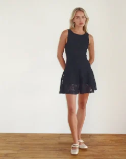 Ambika Dress in Textured Lace Rose Black