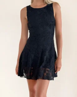 Ambika Dress in Textured Lace Rose Black