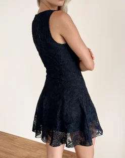 Ambika Dress in Textured Lace Rose Black