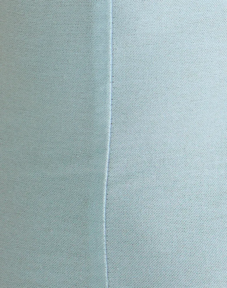 Ambra Scoop Mini Dress in Linen Steel Blue
