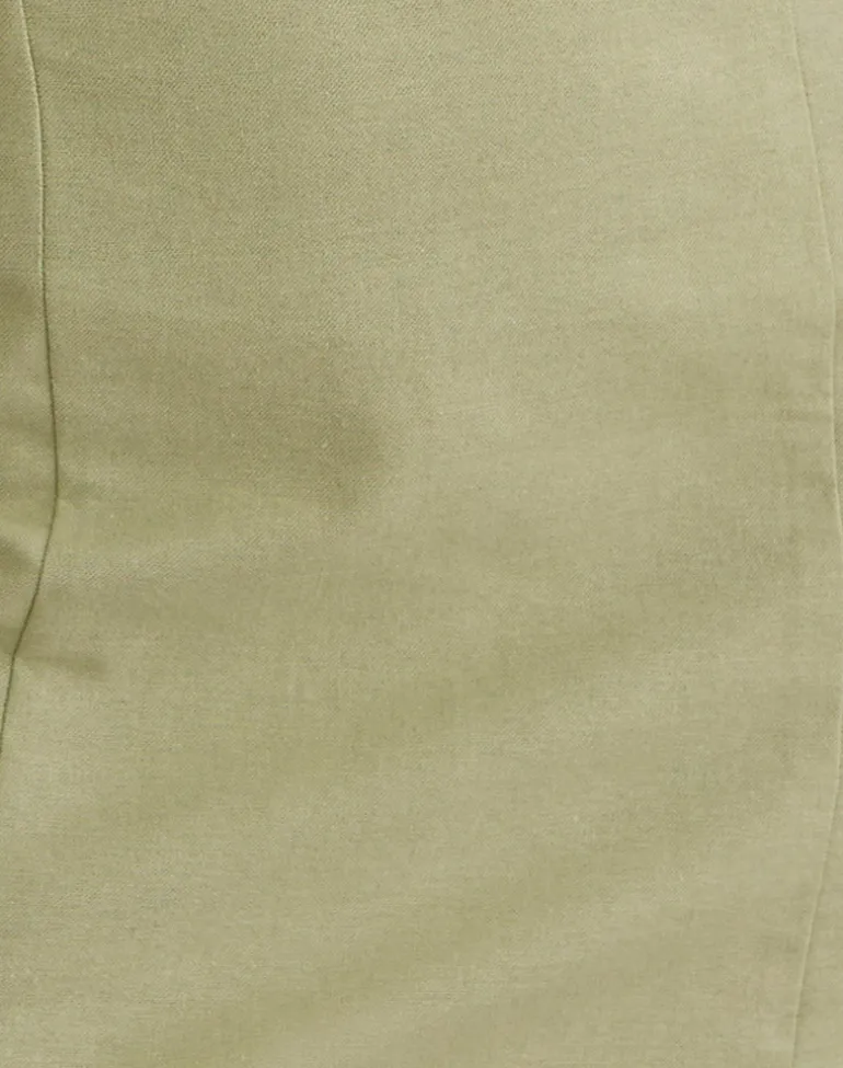 Ambra Scoop Mini Dress in Linen Sage Green