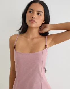 Ambra Scoop Mini Dress in Linen Dusty Rose