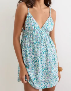 Amibeth Mini Dress in Flower Power Blue