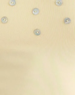 Amita Top with Pearl Buttons in Rib Knit Butter Yellow